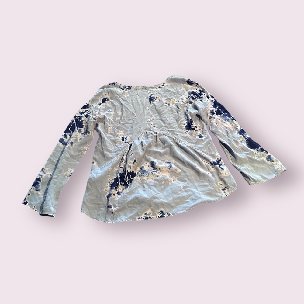 Women's Red Haute Gray And Blue Tie Dye Long Sleeve Blouse Size Medium - Picture 7 of 10